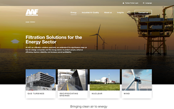 AAF Website Screenshot cropped to show a hero image of a marine windfarm