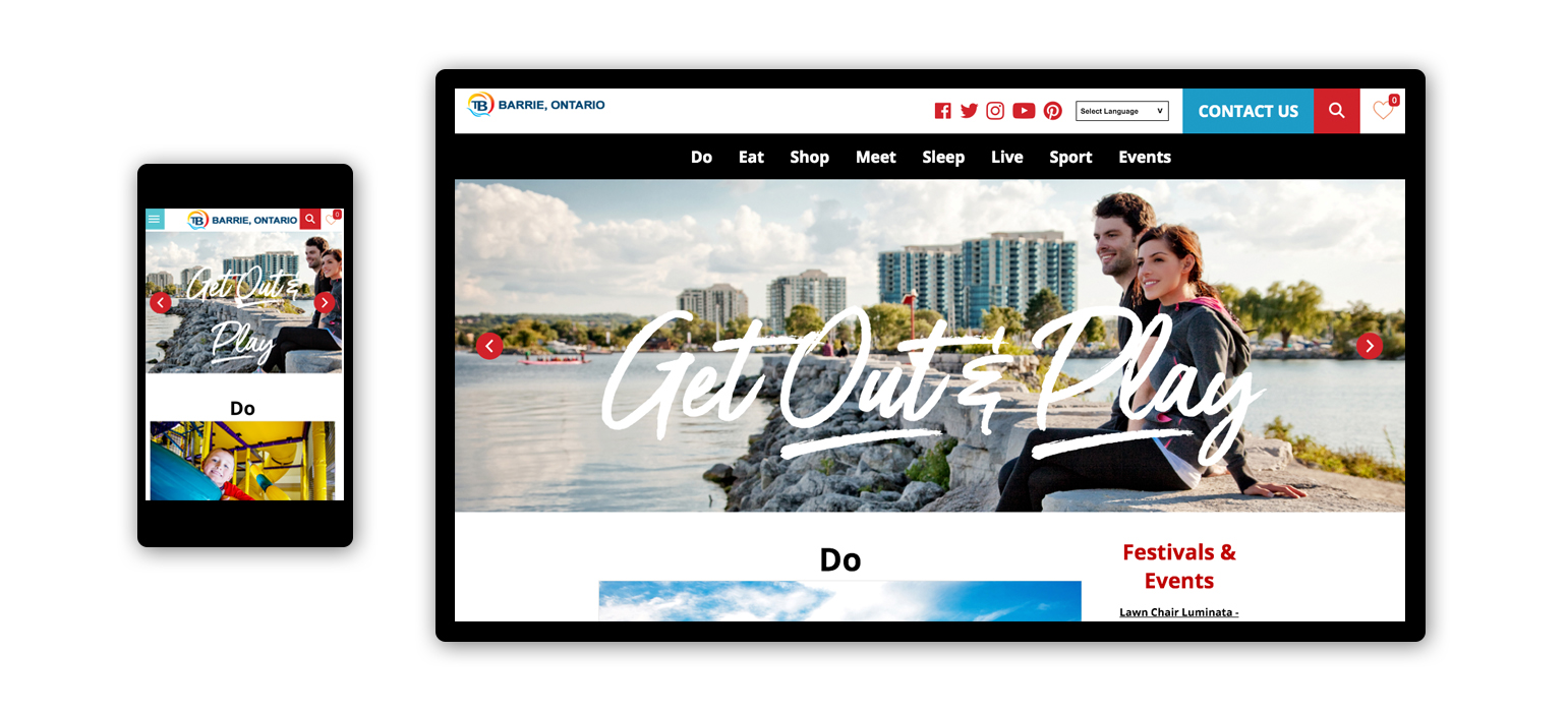 Screenshot of Tourism Barrie's Website